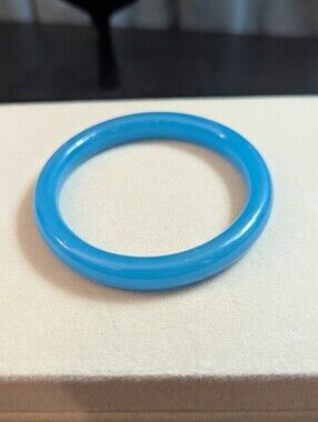 Bright Blue Glass Bangle – Handcrafted Smooth Bracelet